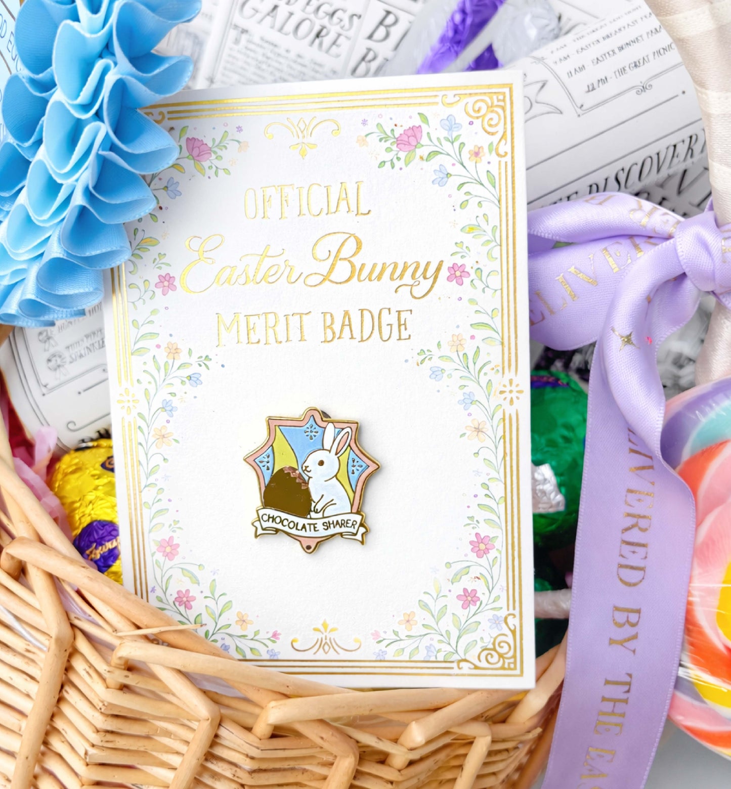 Chocolate Sharer Easter Merit Badge Enamel Pin