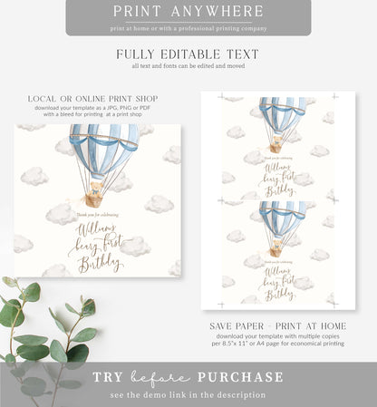 Beary First | Printable First Birthday Chocolate Bar Favour Wrappers Template