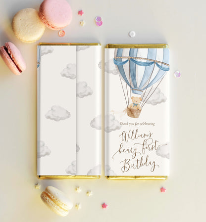 Beary First | Printable First Birthday Chocolate Bar Favour Wrappers Template