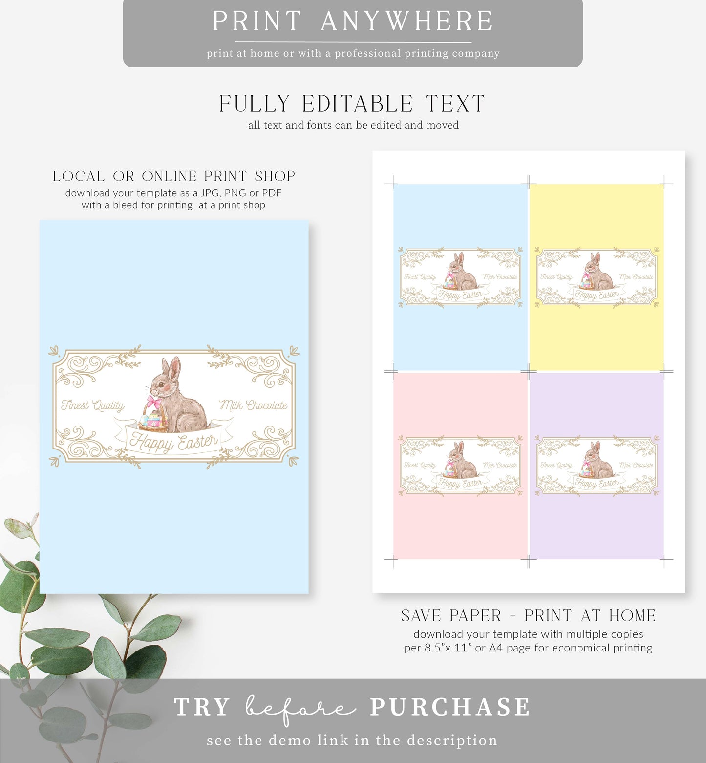 Easter | Printable Chocolate Wrapper Template