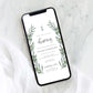 Digital Christening Smartphone Invitation, Text Message First Birthday Invitation Template, Evite, Italian Olive Leaves, Olive Grove