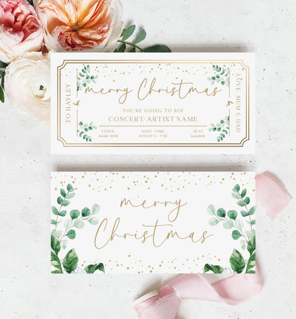 Christmas Concert Ticket Gift Voucher Template, Fully Custom Printable Gift Certificate, Music Show Ticket Christmas Present, Coupon, Surprise Show, Performance, Artist, Printable Gift Certificate