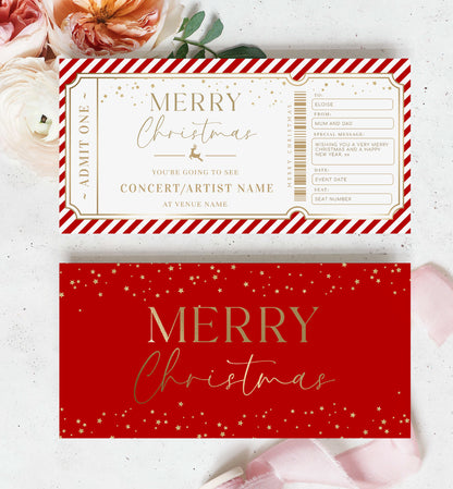 Christmas Concert Ticket Gift Voucher Template, Fully Custom Printable Gift Certificate, Music Show Ticket Christmas Present, Coupon, Surprise Show, Performance, Artist, Printable Gift Certificate