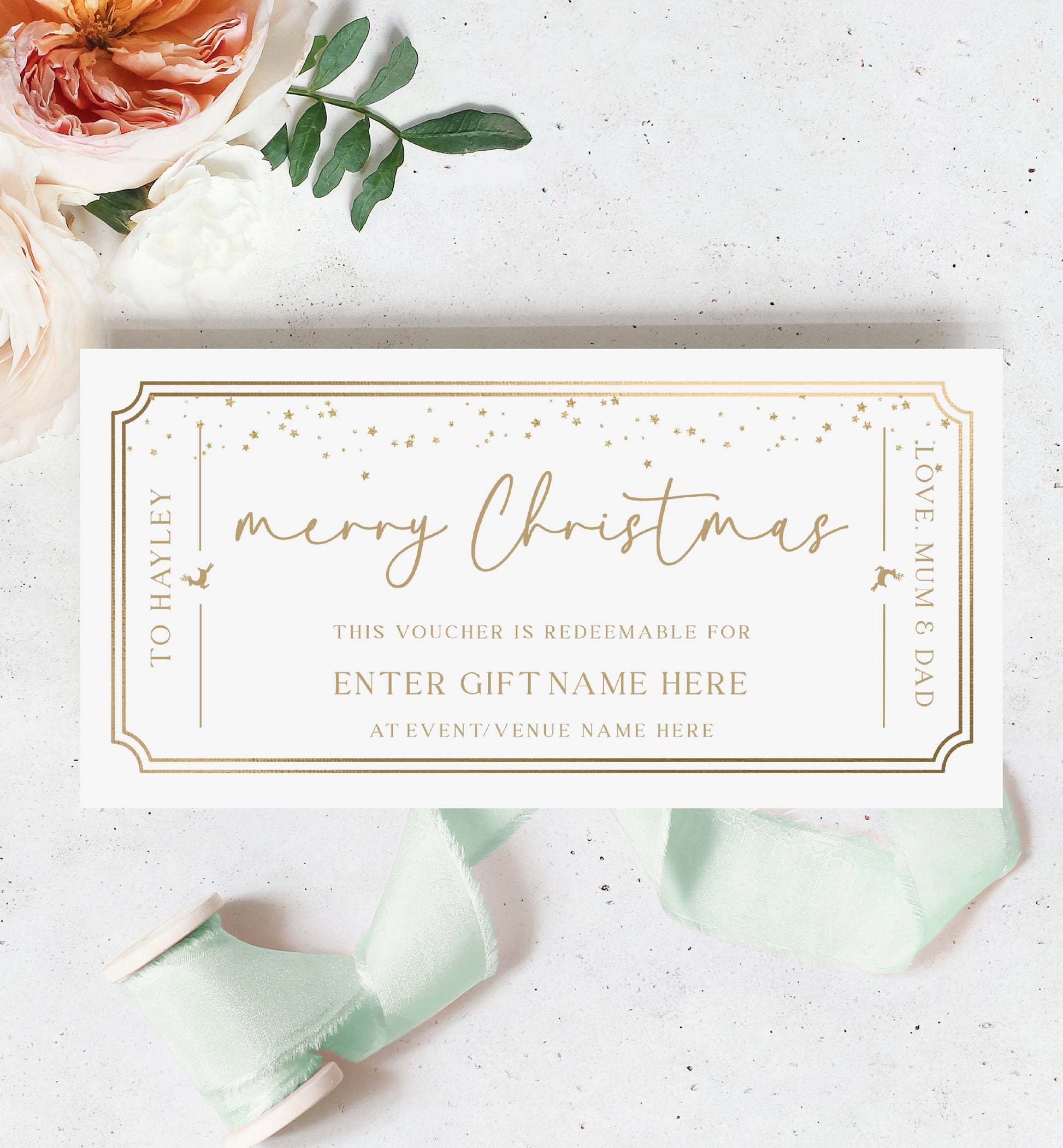 Christmas Concert Ticket Gift Voucher Template, Fully Custom Printable Gift Certificate, Music Show Ticket Christmas Present, Paintly