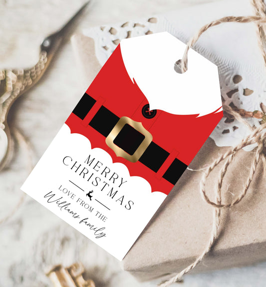 Printable Christmas Gift Tags Template, Santa Coat Gift Tags, Christmas Gift Wrapping Labels, Christmas Swing Tags, Holiday Gift Tags