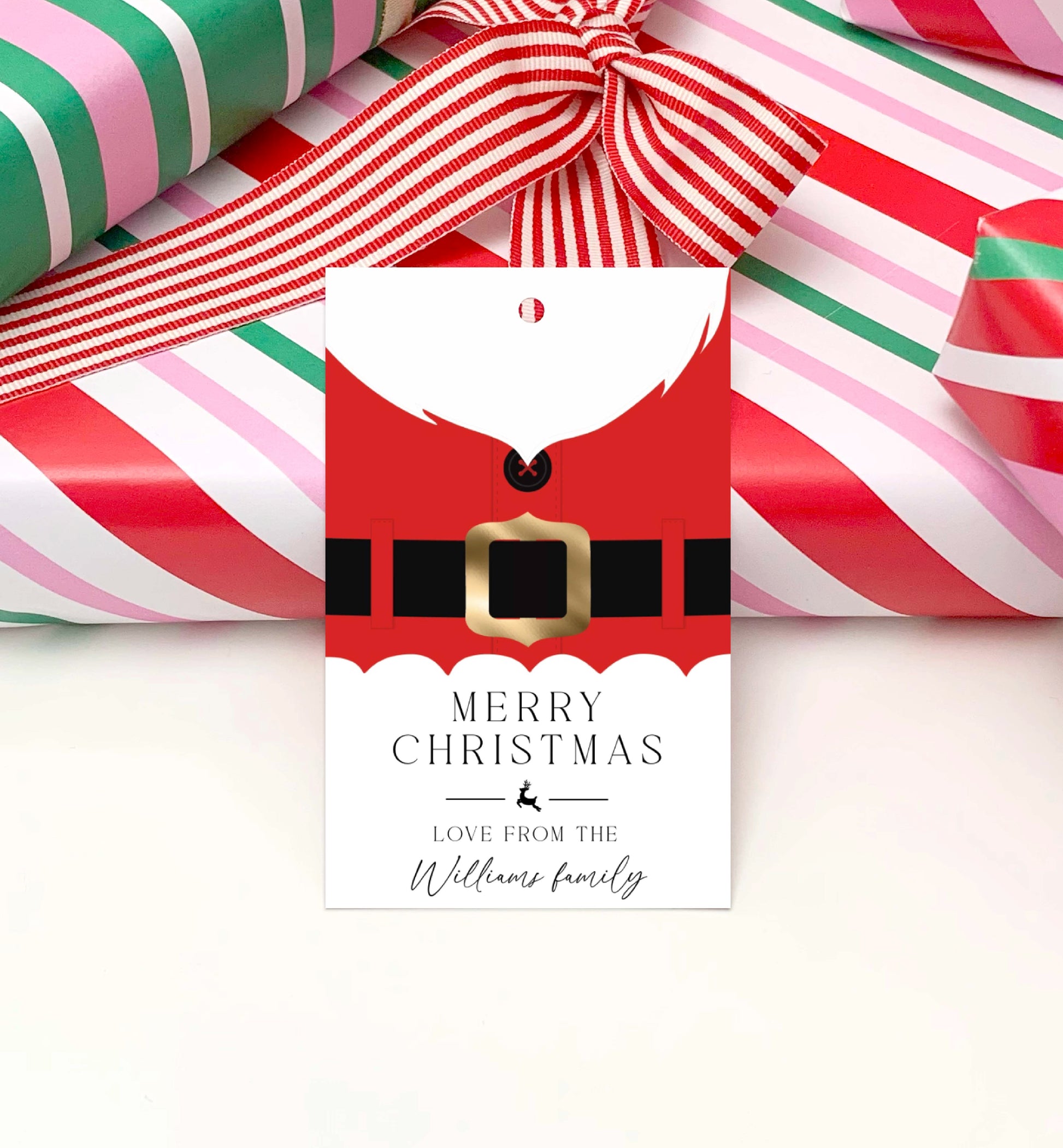 Printable Christmas Gift Tags Template, Santa Coat Gift Tags, Christmas Gift Wrapping Labels, Christmas Swing Tags, Holiday Gift Tags