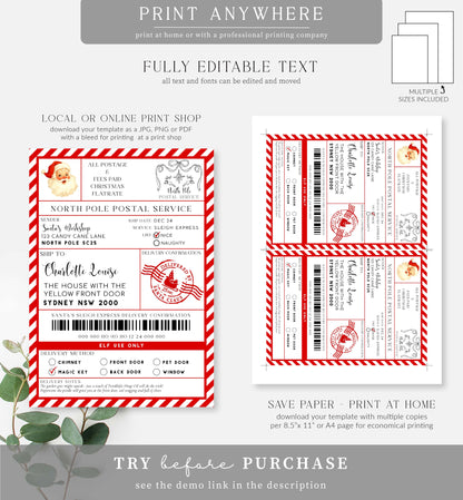 Santa's Workshop Red | Printable Christmas Shipping Label Template
