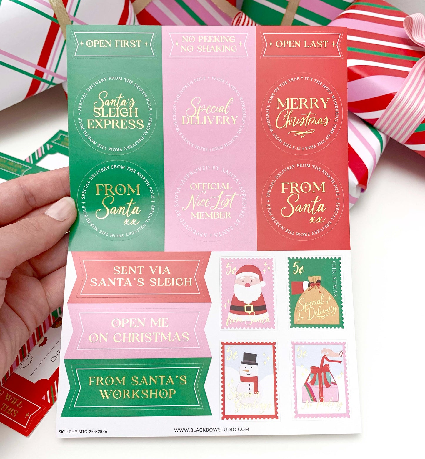 Set of 32 Christmas Santa Special Delivery Gift Sticker Sheets