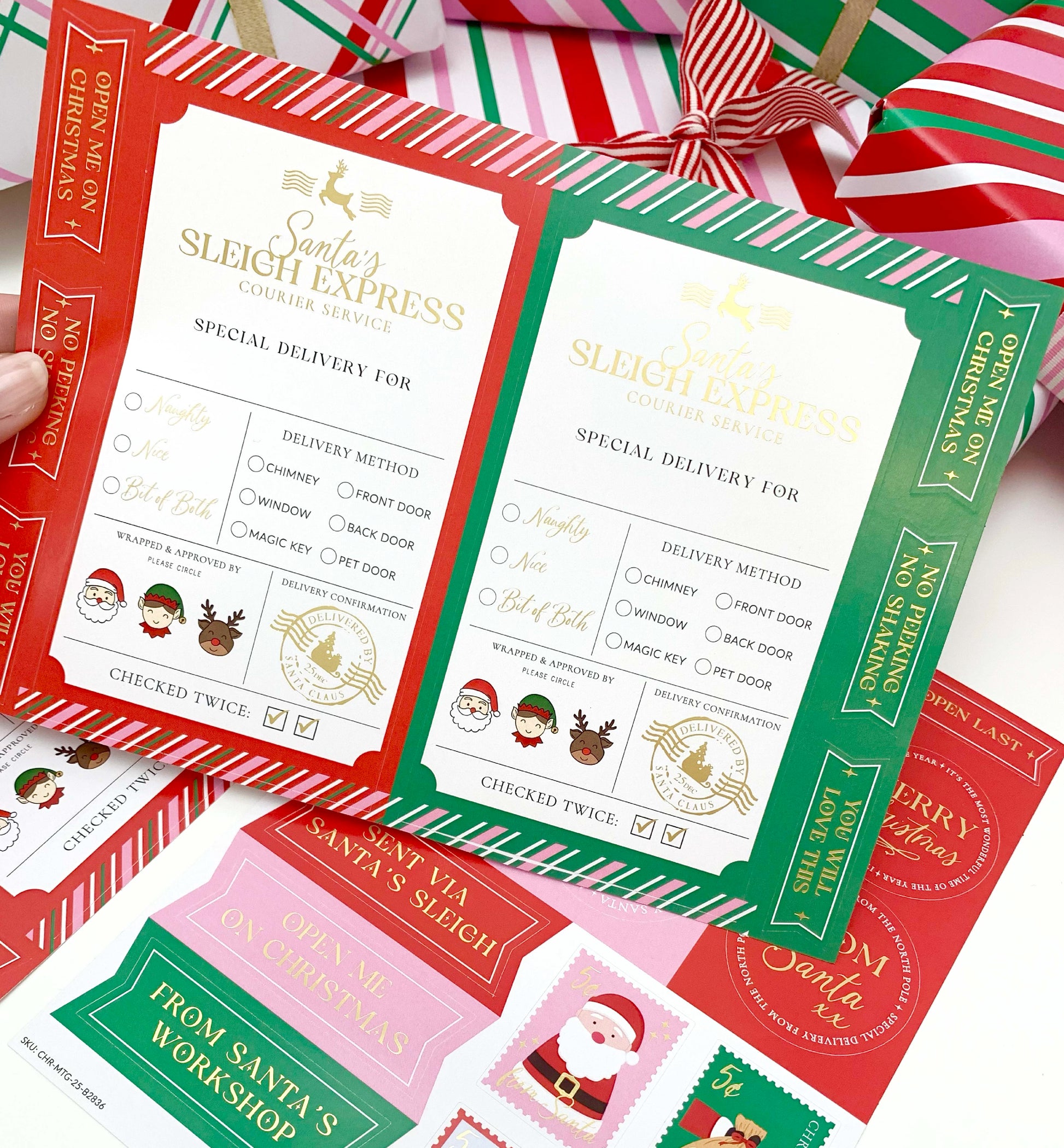 Set of 32 Christmas Santa Special Delivery Gift Sticker Sheets