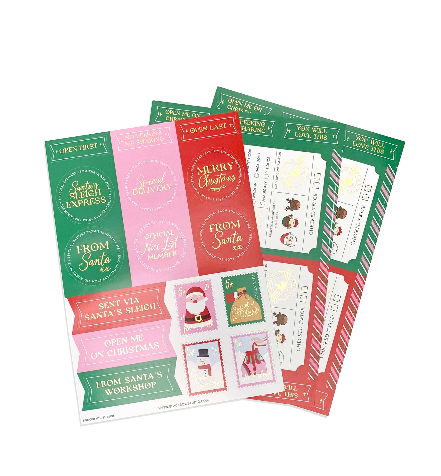 Set of 32 Christmas Santa Special Delivery Gift Sticker Sheets
