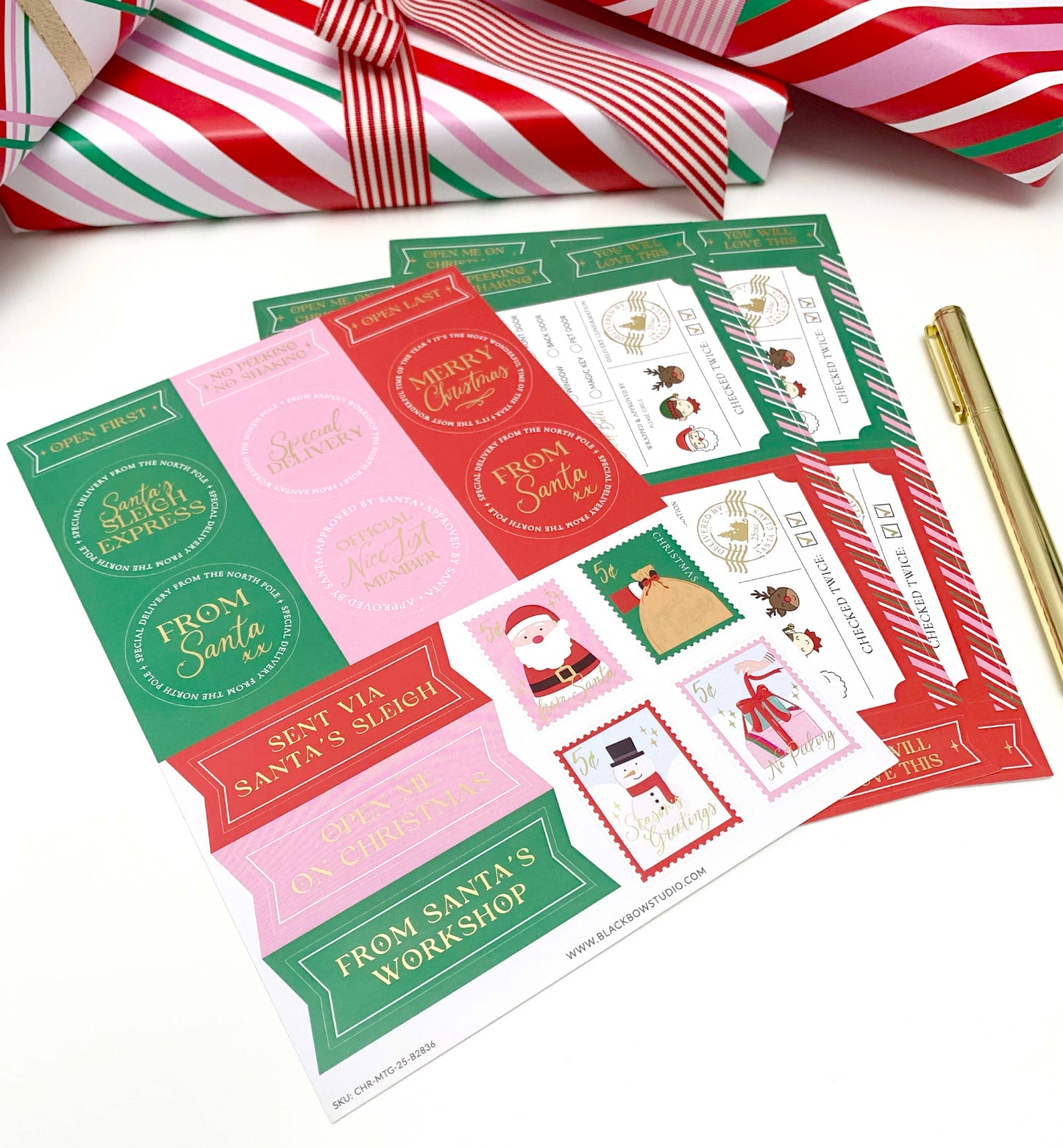 Special Delivery Pink Multi | Set of 32 Christmas Gift Stickers