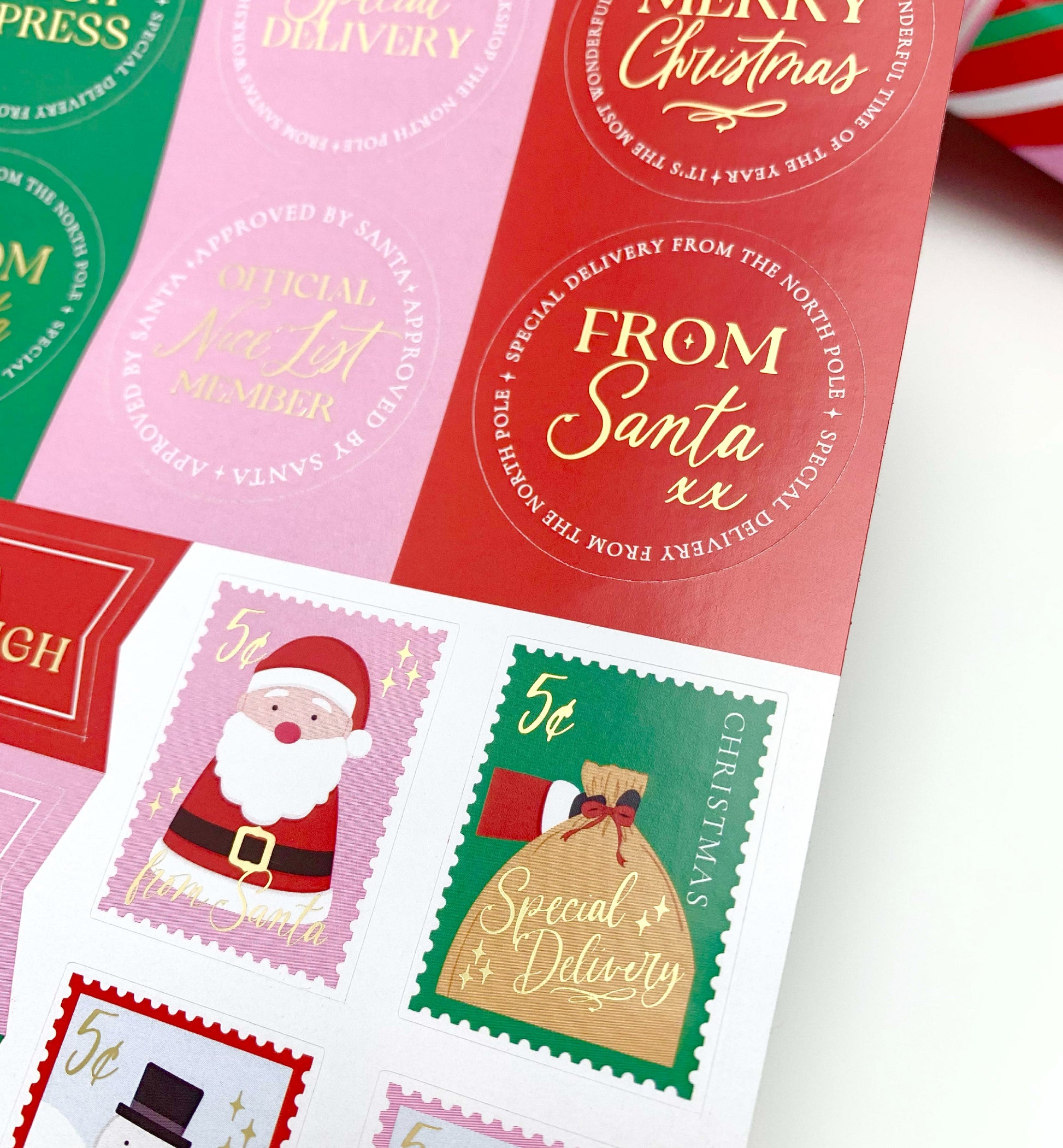 Set of 32 Christmas Santa Special Delivery Gift Sticker Sheets