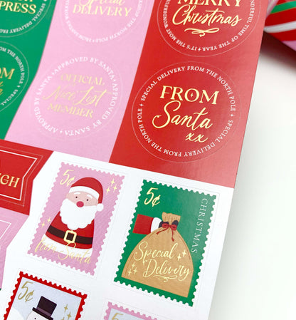 Set of 32 Christmas Santa Special Delivery Gift Sticker Sheets