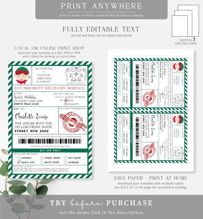Santa's Workshop Green | Printable Elf Christmas Shipping Label Template