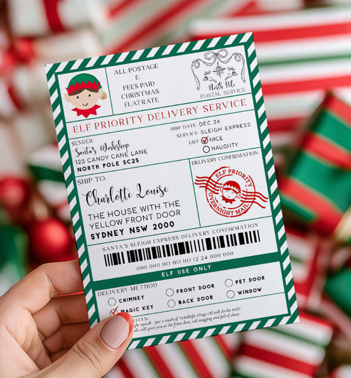 Santa #39 s Workshop Green Printable Elf Christmas Shipping Label Templa
