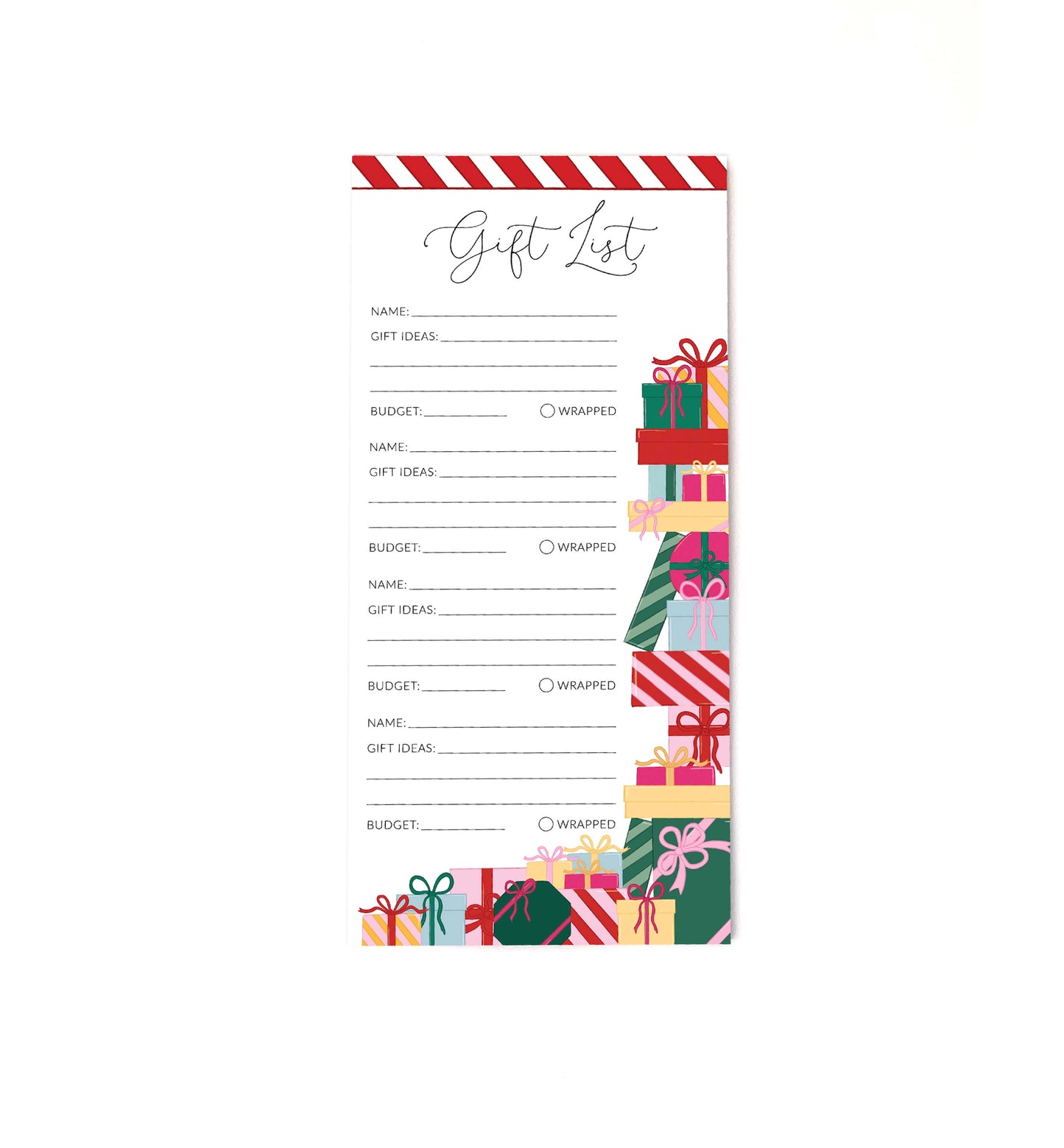Christmas Gift List Notepad, 50 pages, Christmas Shopping List Notepad, Holiday Season Shopping List Notepad, Christmas To Do List