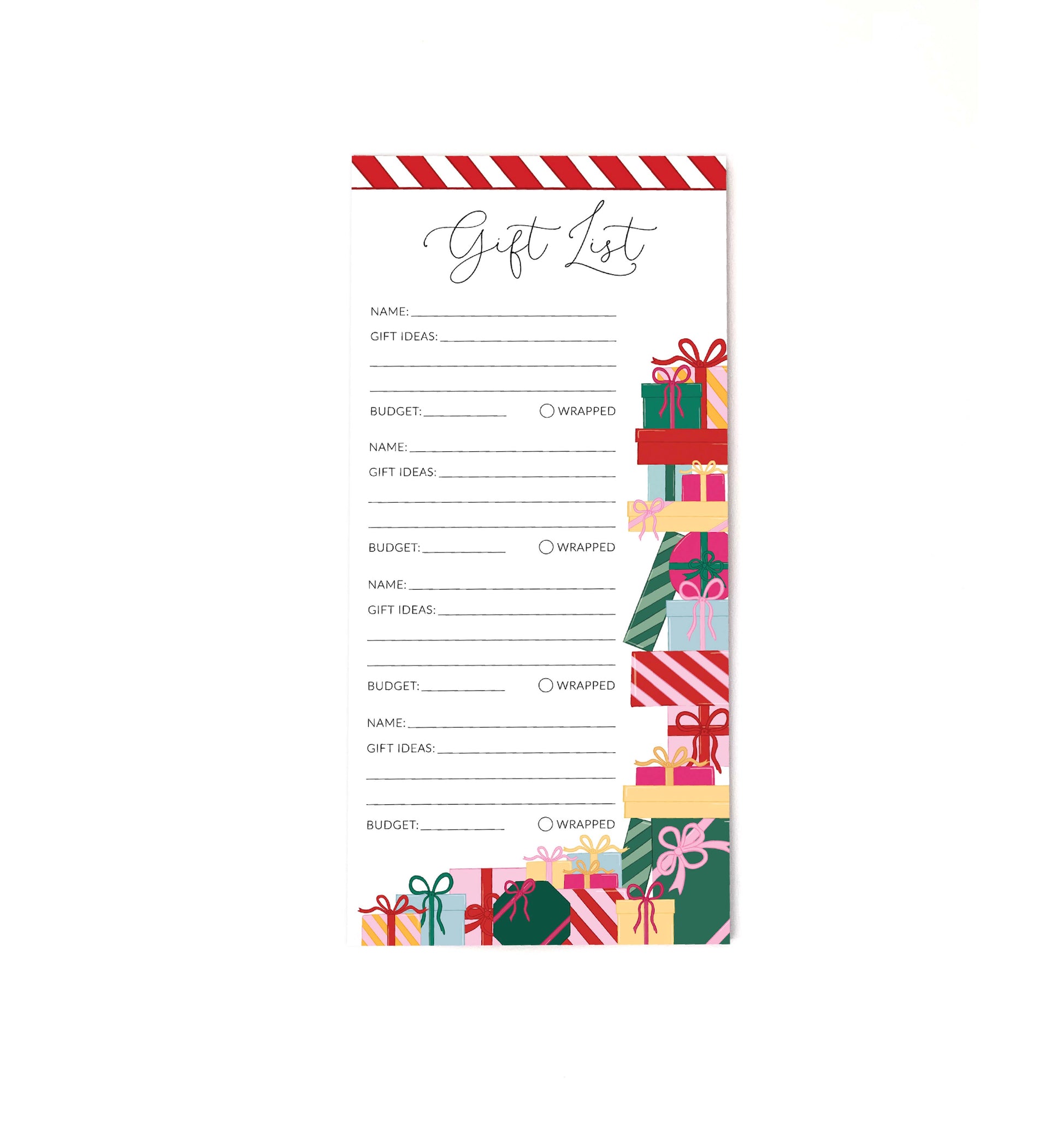 Christmas Gift List Notepad, 50 pages, Christmas Shopping List Notepad, Holiday Season Shopping List Notepad, Christmas To Do List