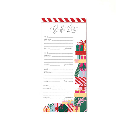 Christmas Gift List Notepad, 50 pages, Christmas Shopping List Notepad, Holiday Season Shopping List Notepad, Christmas To Do List