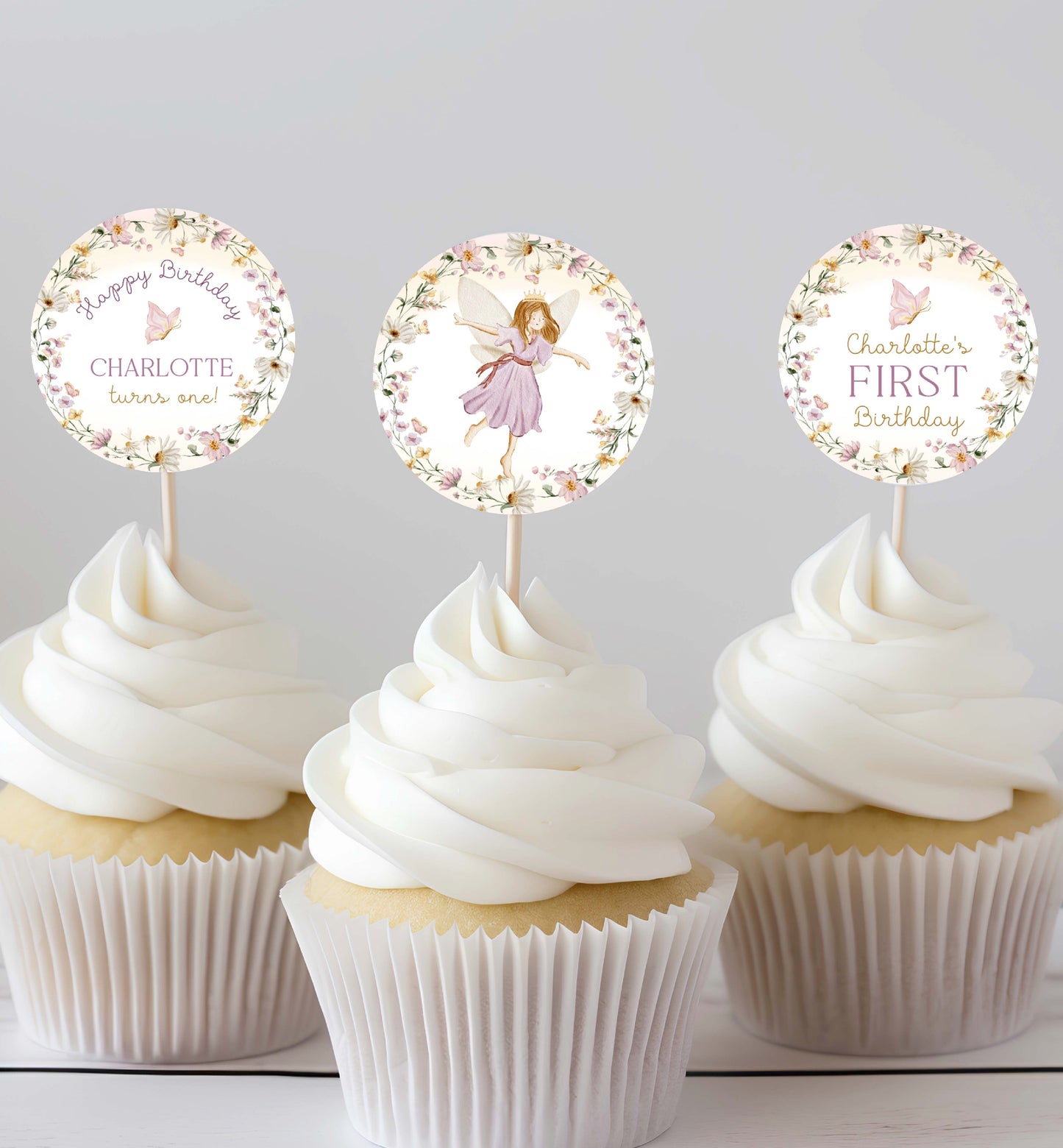 Printable Fairy Birthday Cupcake Toppers, Fairy Princess Cake Toppers, Girl First Birthday Table Decor, Fairy Garden Tea Party, Mushroom Toadstool