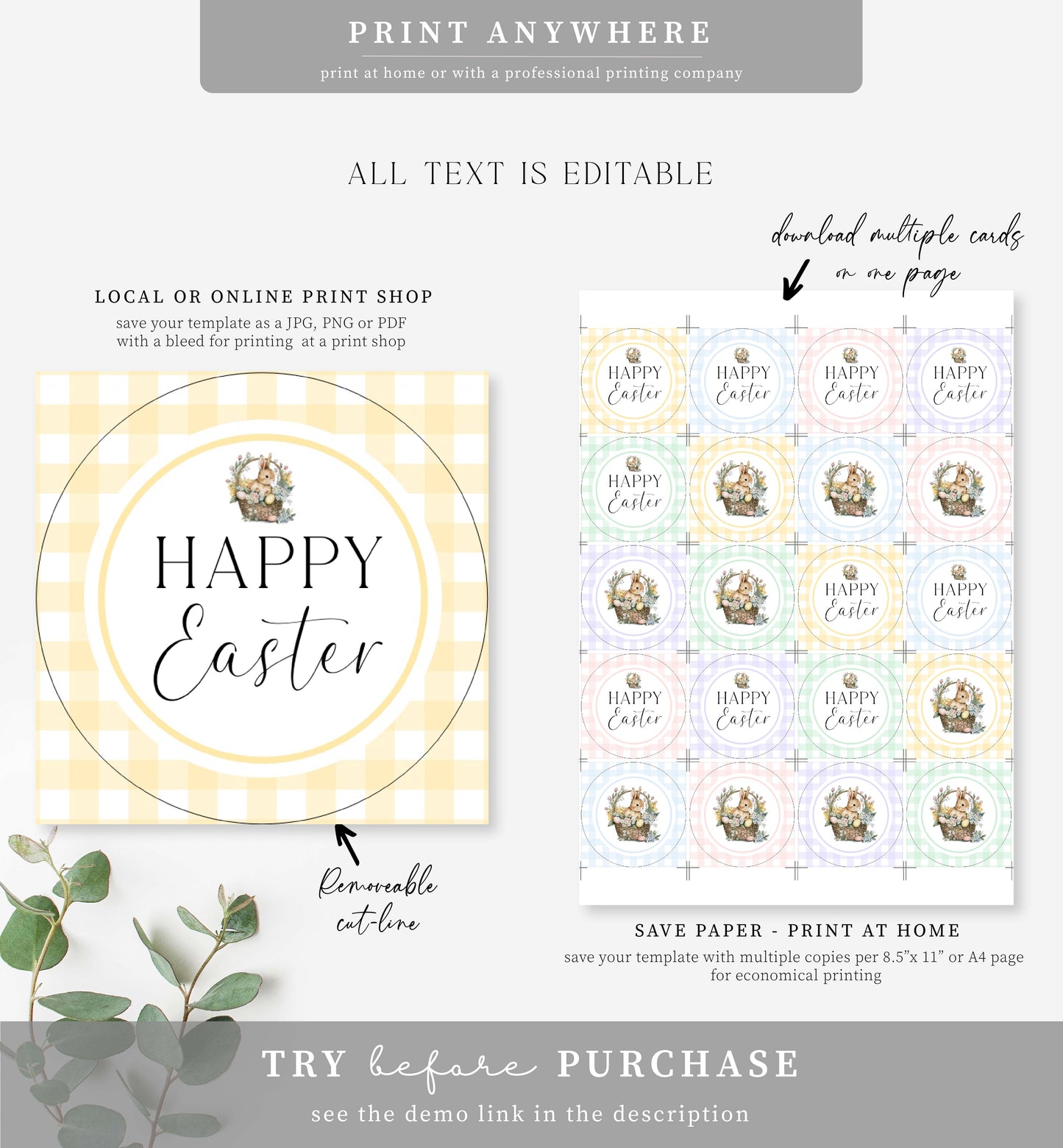 Easter Multi | Printable Cupcake Topper Template