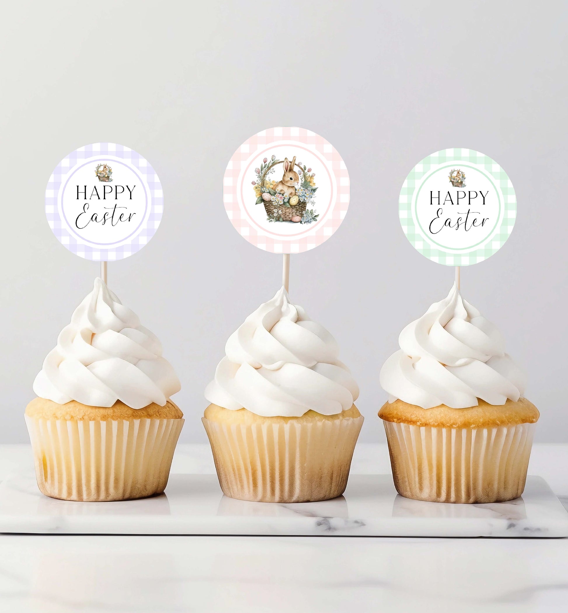 Printable Easter Cupcake Toppers, Happy Easter Cake Toppers, Easter Decor, Easter Bunny Cupcake Toppers, Canapé Flags, Toothpick Flags