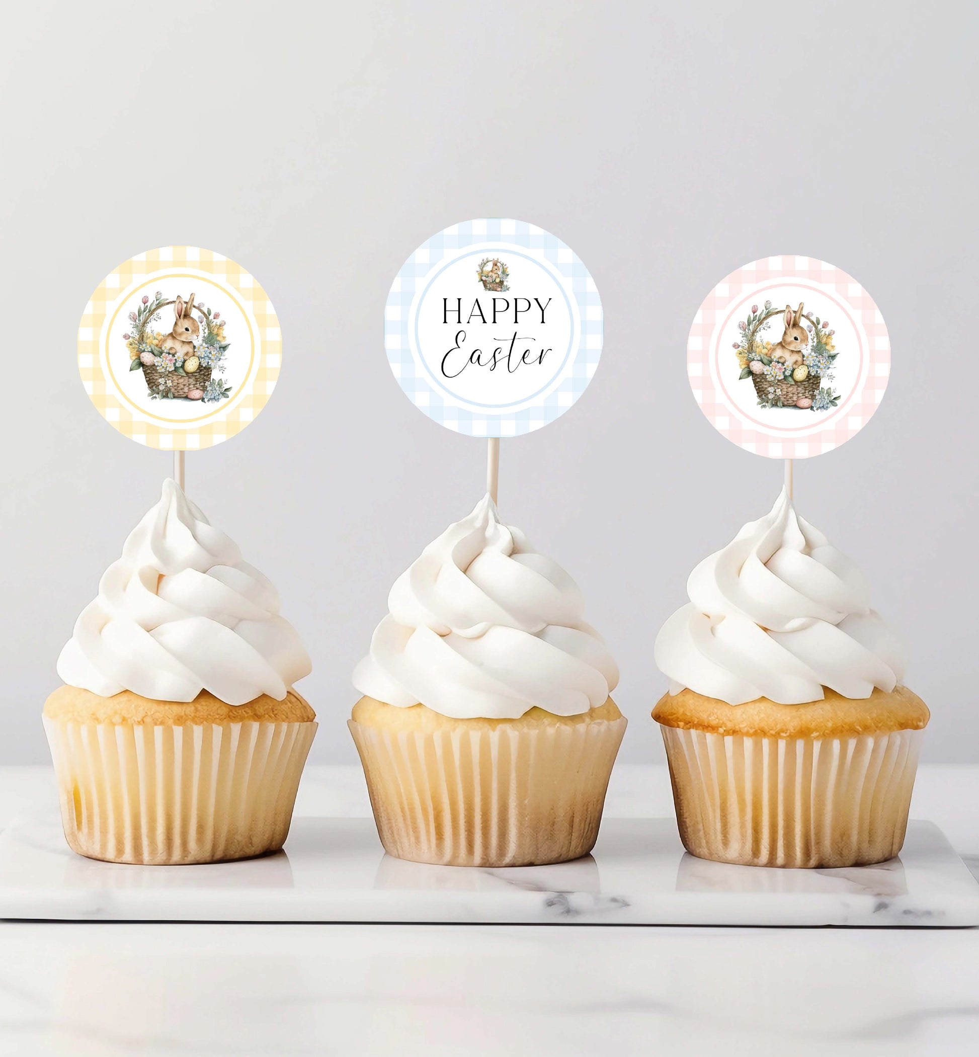 Printable Easter Cupcake Toppers, Happy Easter Cake Toppers, Easter Decor, Easter Bunny Cupcake Toppers, Canapé Flags, Toothpick Flags