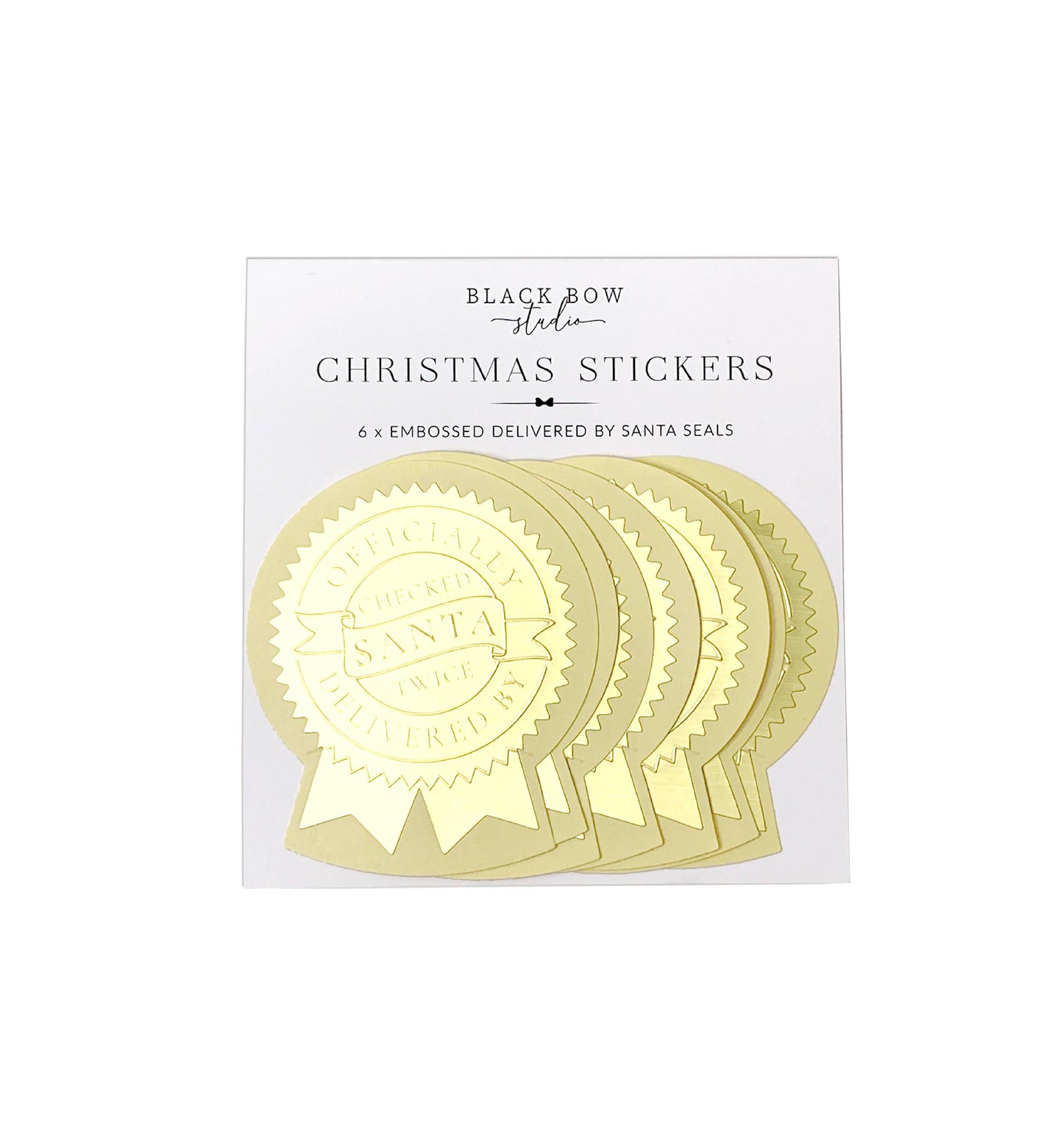 Delivered By Santa Gold Christmas Embossed Rosette Stickers | Set of 6