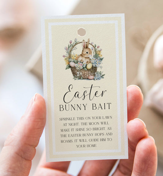 Printable Easter Bunny Bait Tag Template, Easter Basket Tag, Easter Gift Tag, Easter Egg Hunt Tag, Easter Bunny Food Tag, Bunny Gift Tag