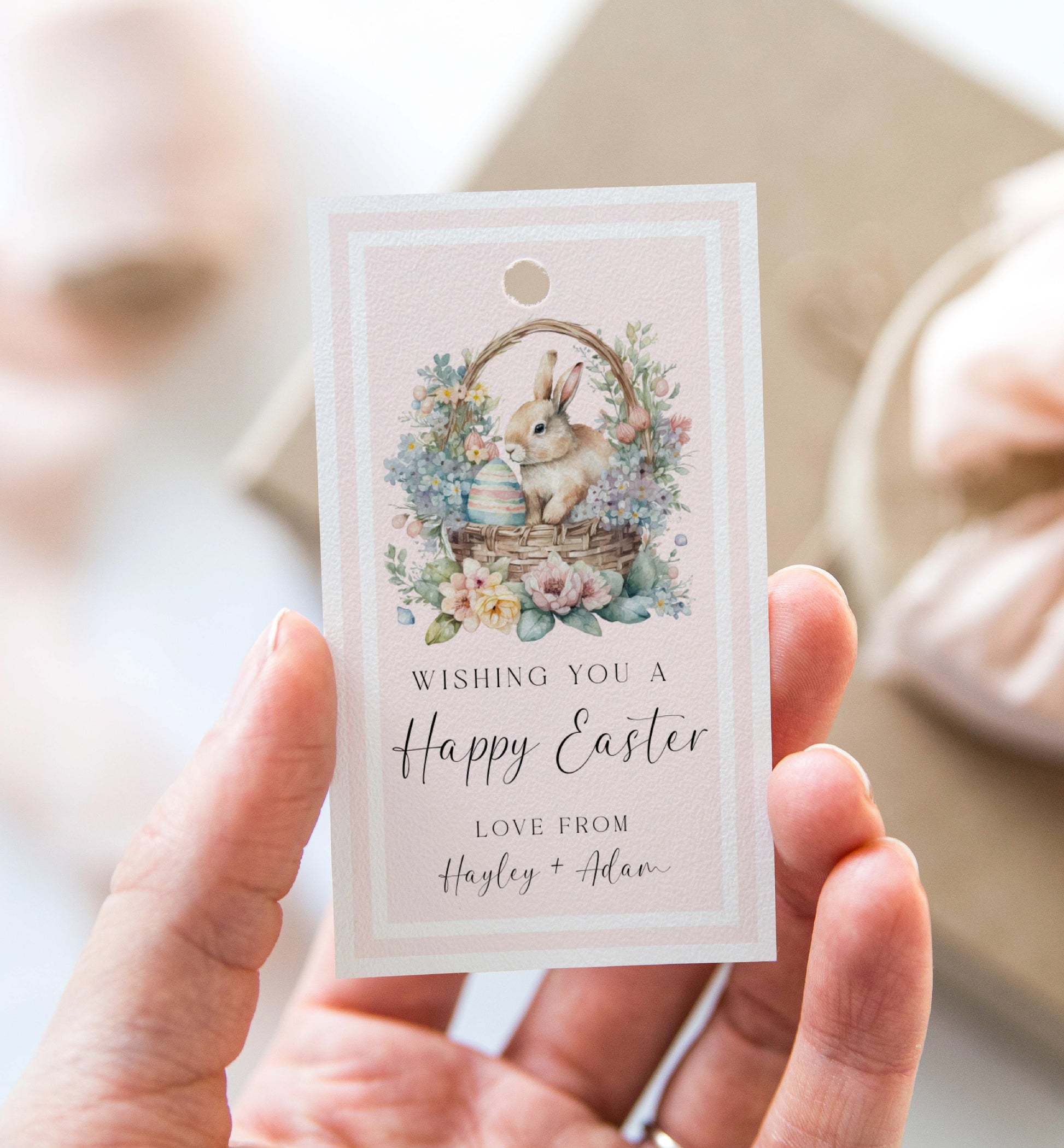EasterBunnyBasketTag EasterPink 3 easter pink | printable happy easter tag template – black bow studio
