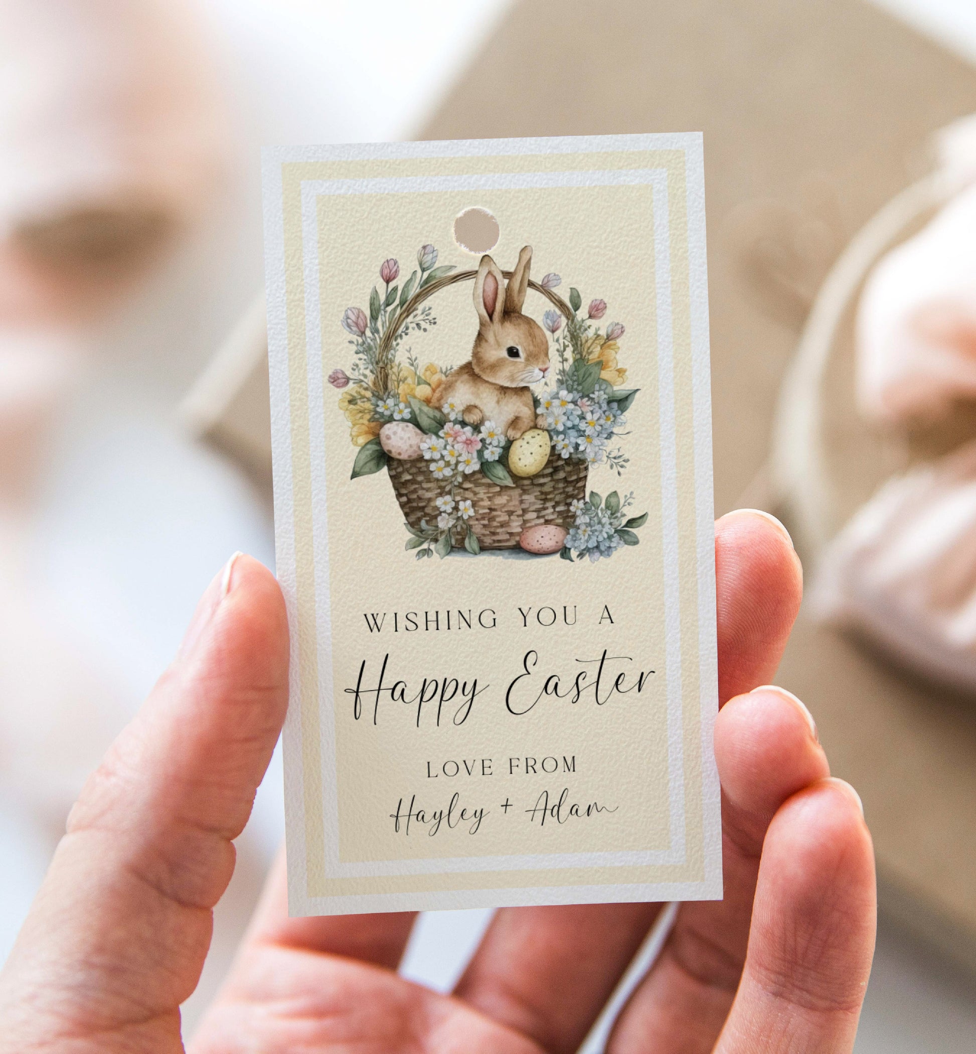 Printable Happy Easter Gift Tag Template, Easter Hunt Tag, Easter Basket, Easter Treat Tag, Easter Brunch Thank You, Easter Bunny Tag