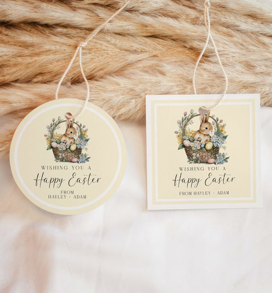 Printable Happy Easter Gift Tag Template, Easter Hunt Tag, Easter Basket, Easter Treat Tag, Easter Brunch Thank You, Easter Bunny Tag