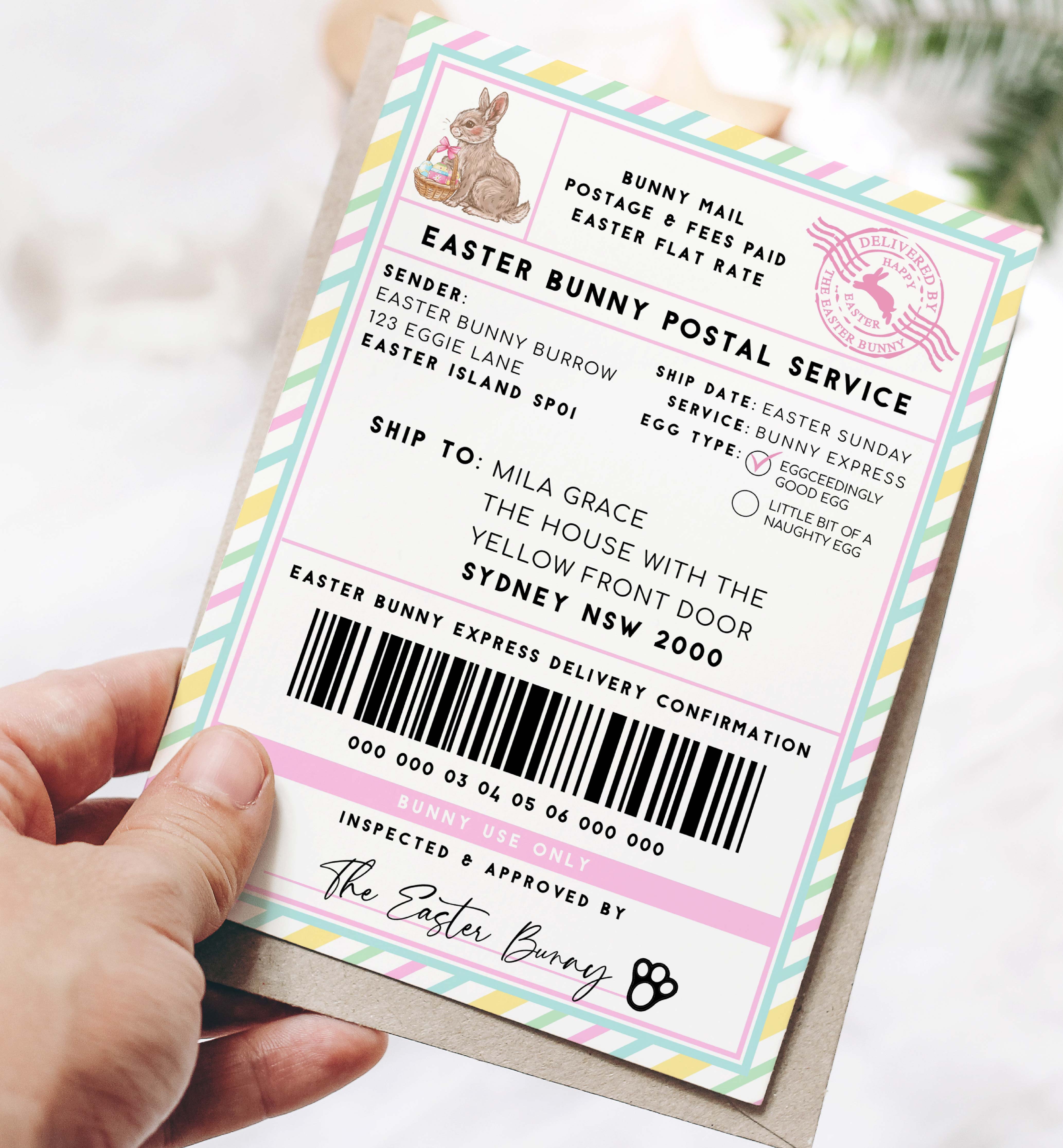 Easter Stripe Printable Easter Shipping Label Template Black Bow Studio