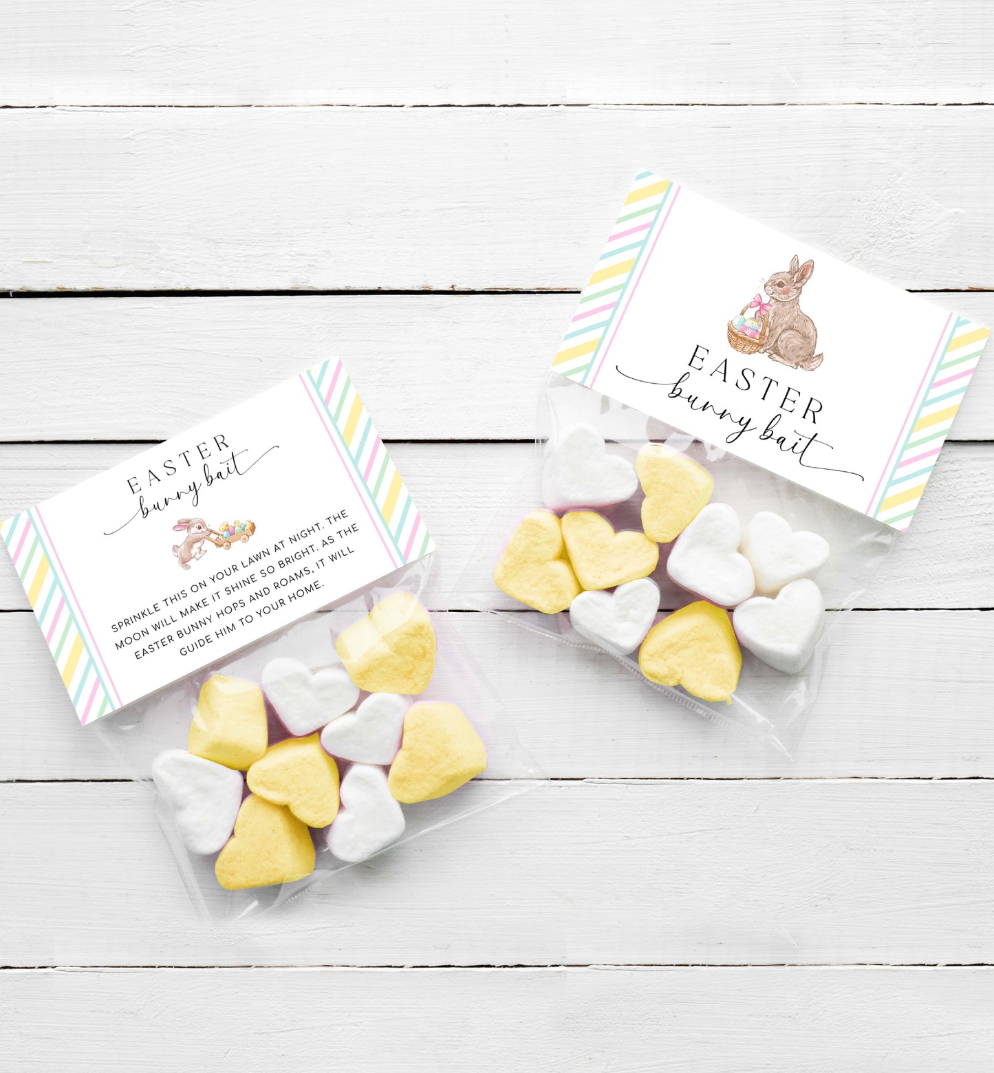 Printable Easter Bunny Bait Candy Bag Topper Template, Editable Easter Egg Hunt, Easter Bunny Candy Label, Rabbit Bait, Multi Stripe