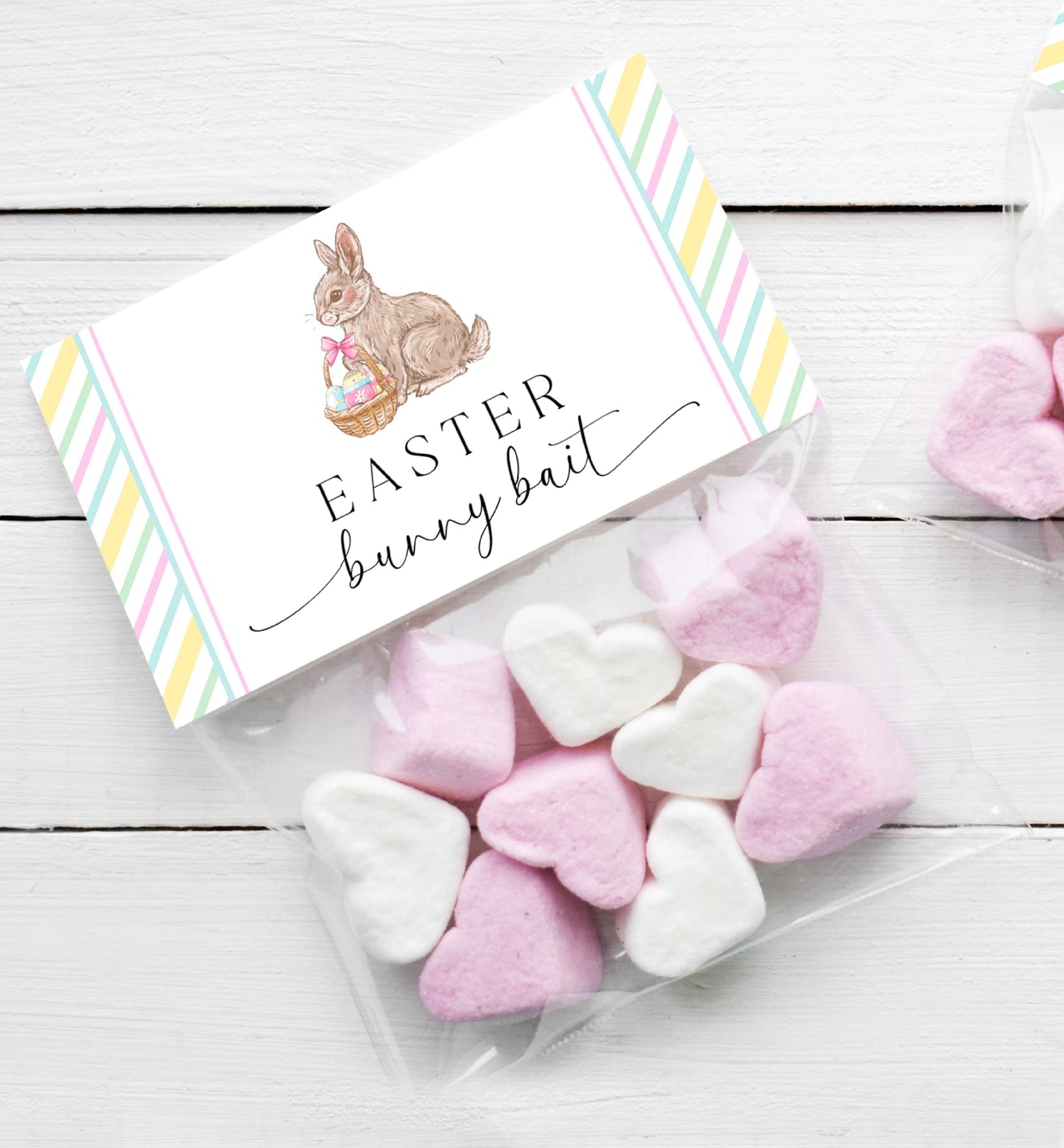 Printable Easter Bunny Bait Candy Bag Topper Template, Editable Easter Egg Hunt, Easter Bunny Candy Label, Rabbit Bait, Multi Stripe