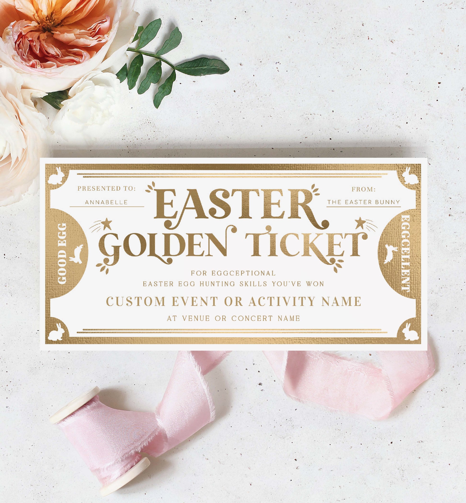Easter Egg Hunt Gift Voucher Template, Printable Gift Certificate, Easter Golden Ticket, Easter Present, Easter Gift Coupon