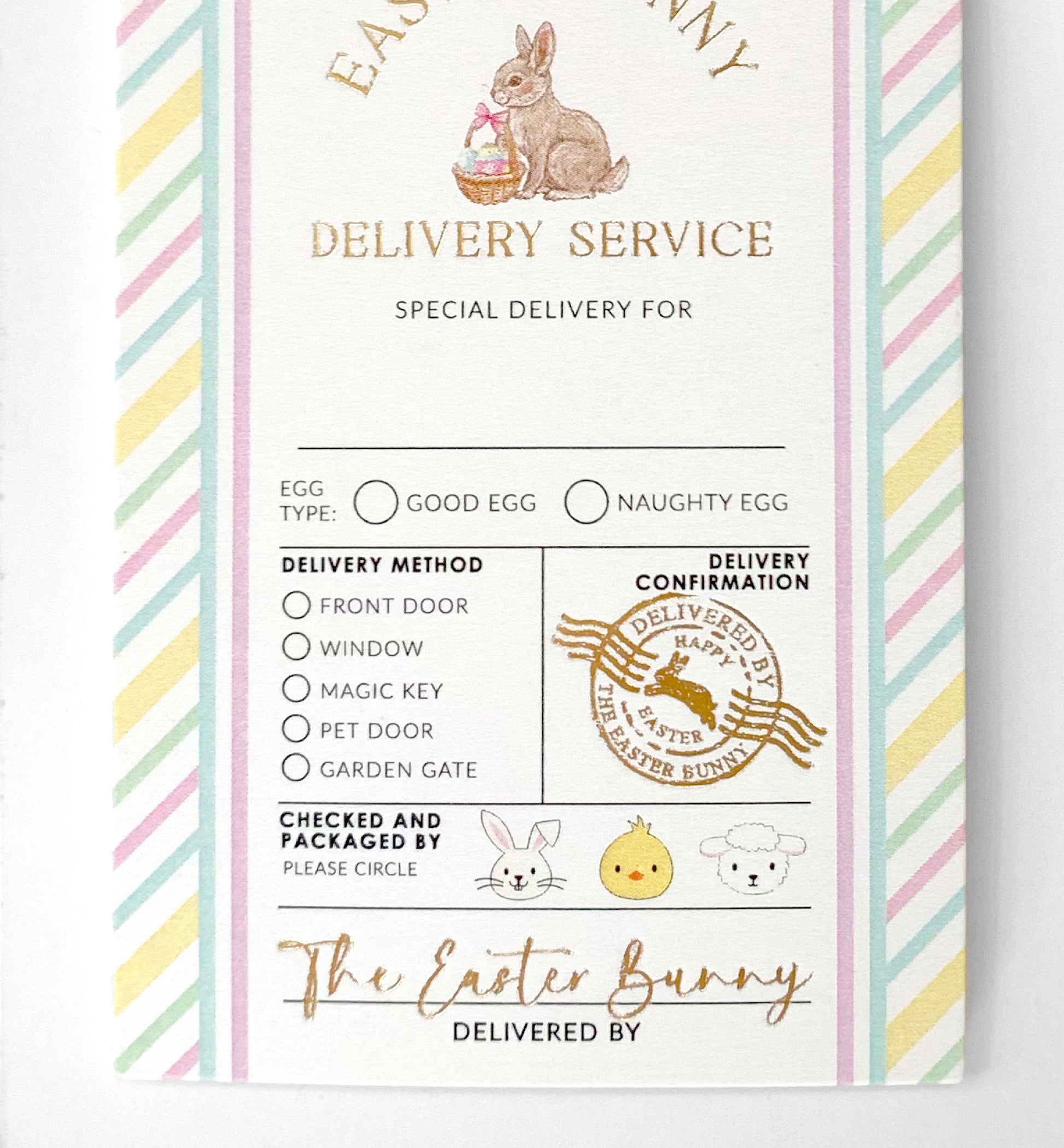 Easter Bunny Delivery Service Gift Tags - Set of 6, Easter Basket Gift Tag, From The Easter Bunny, Bunny Mail Gift Tags, Egg Hunt Gift Tags