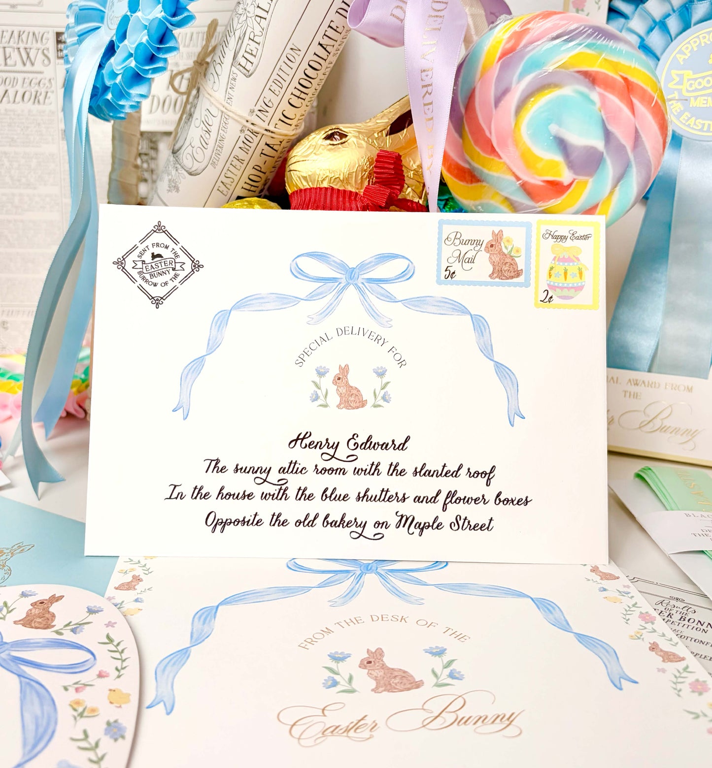 Personalised First Easter Letter From The Easter Bunny Blue