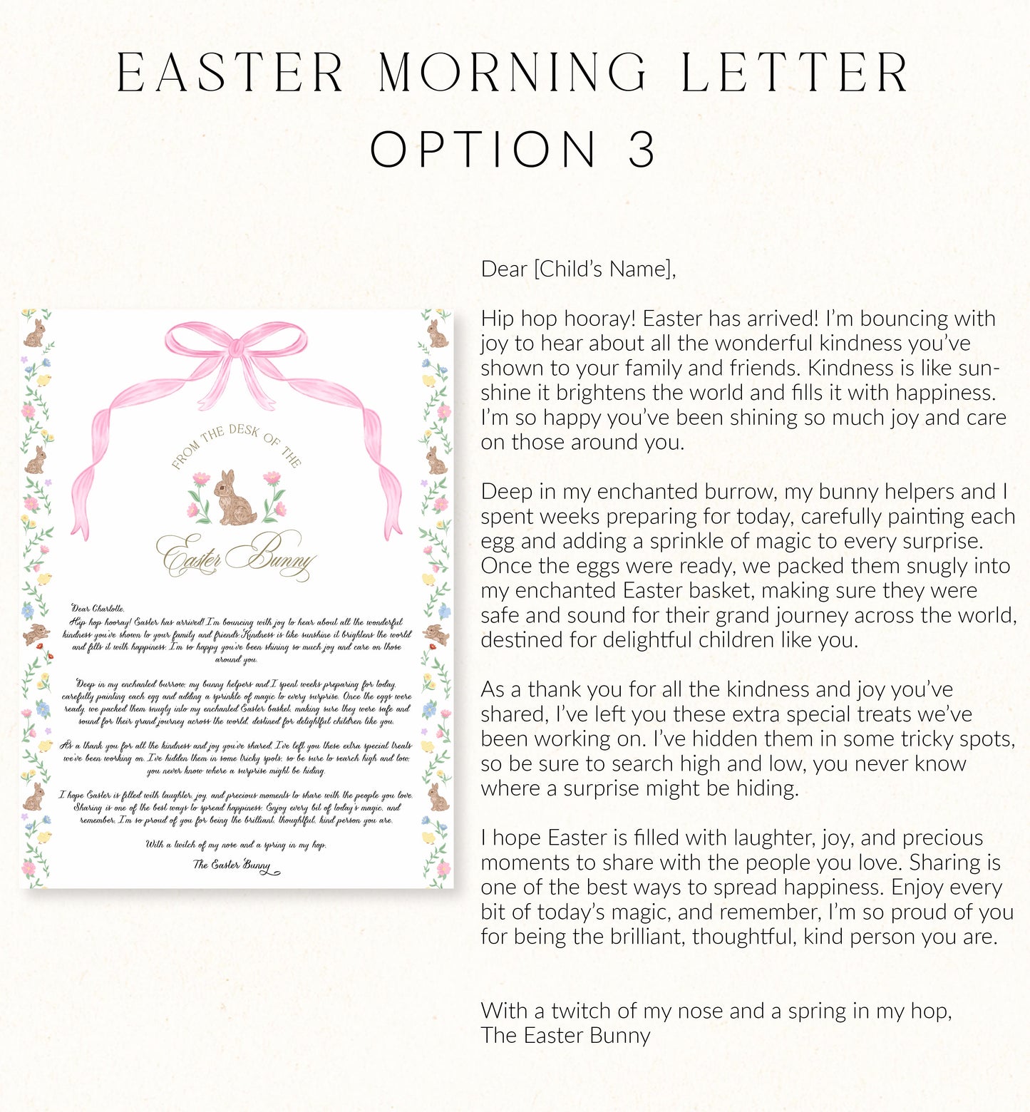 Personalised Letter From The Easter Bunny, Addressed Envelope and Bunny Mail Postage Stamps, Easter Basket Gift, Easter Present