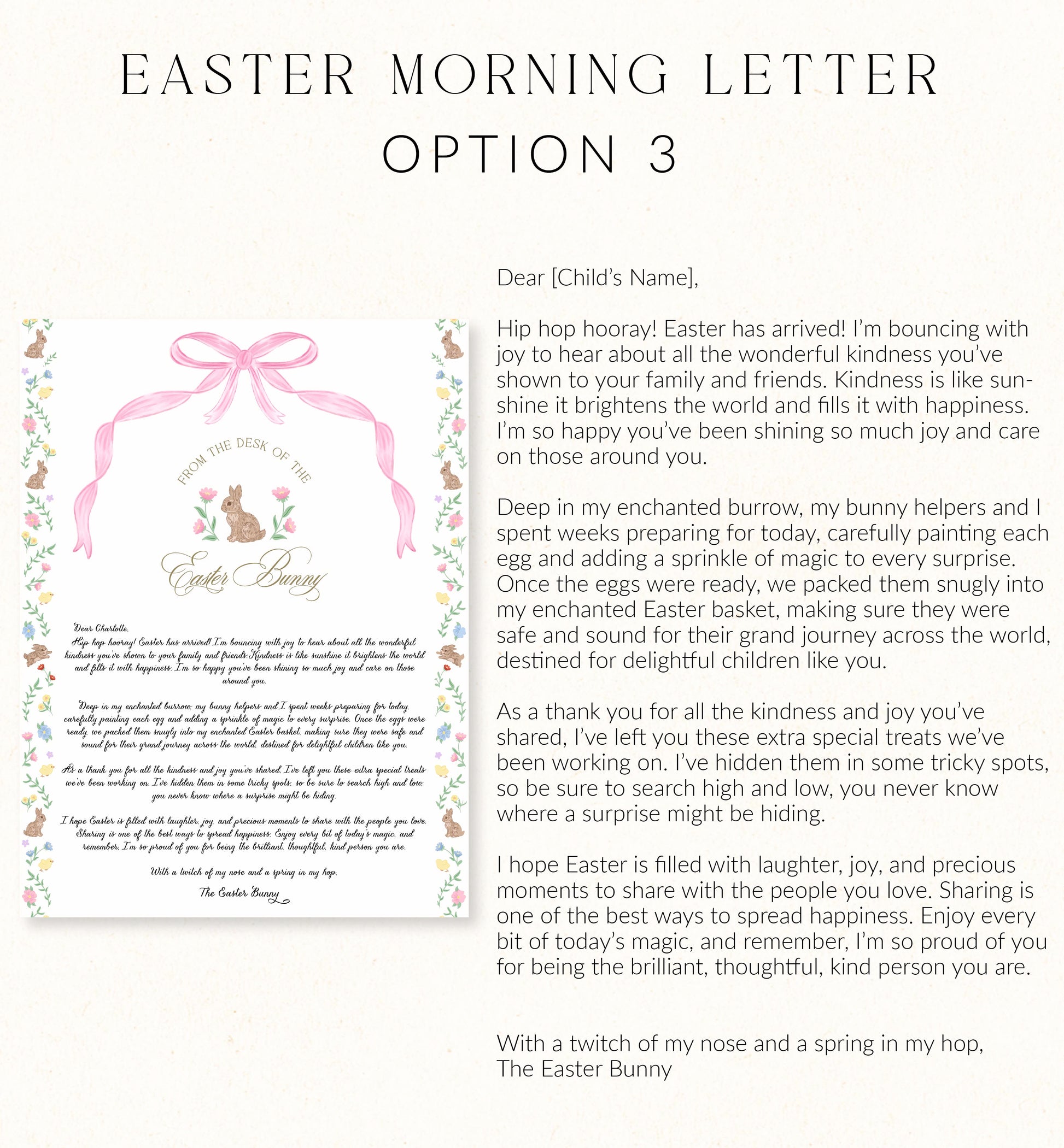 Personalised Letter From The Easter Bunny, Addressed Envelope and Bunny Mail Postage Stamps, Easter Basket Gift, Easter Present
