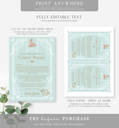Easter Egg Blue | Printable Easter Bunny Letter and Certificate Template