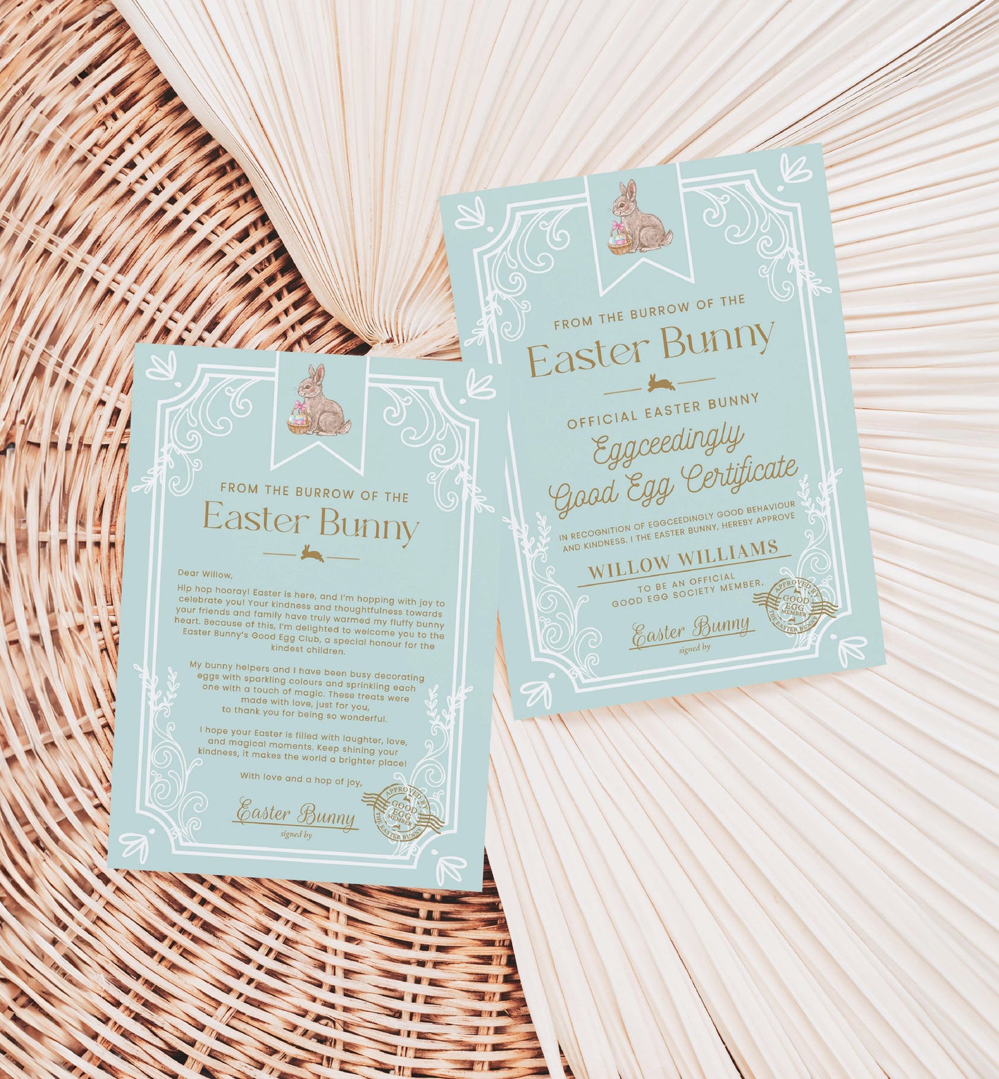Printable Letter From The Easter Bunny and Easter Good Egg Member Certificate, Easter Bunny Eggcellent Award Certificate, Easter Kids Gift, Easter Bunny Letter