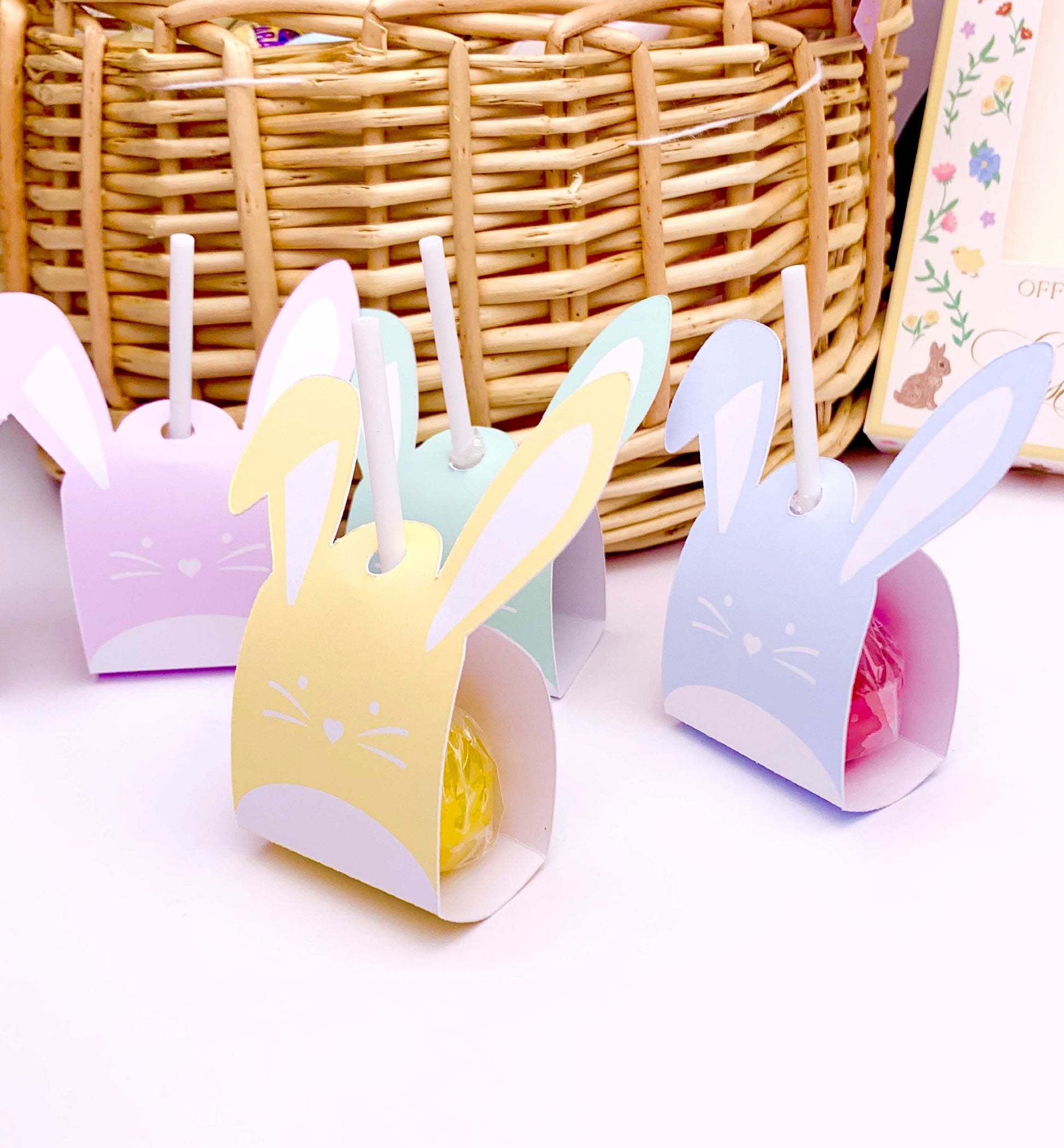 Printable Easter Bunny Lollipop Tags Template, Easter Bunny Lollipop Wrapper, Kids Easter Classroom Gifts, Easter Basket Stuffer Gift