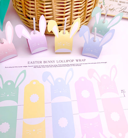 Printable Easter Bunny Lollipop Tags Template, Easter Bunny Lollipop Wrapper, Kids Easter Classroom Gifts, Easter Basket Stuffer Gift, Preschool Easter Gift