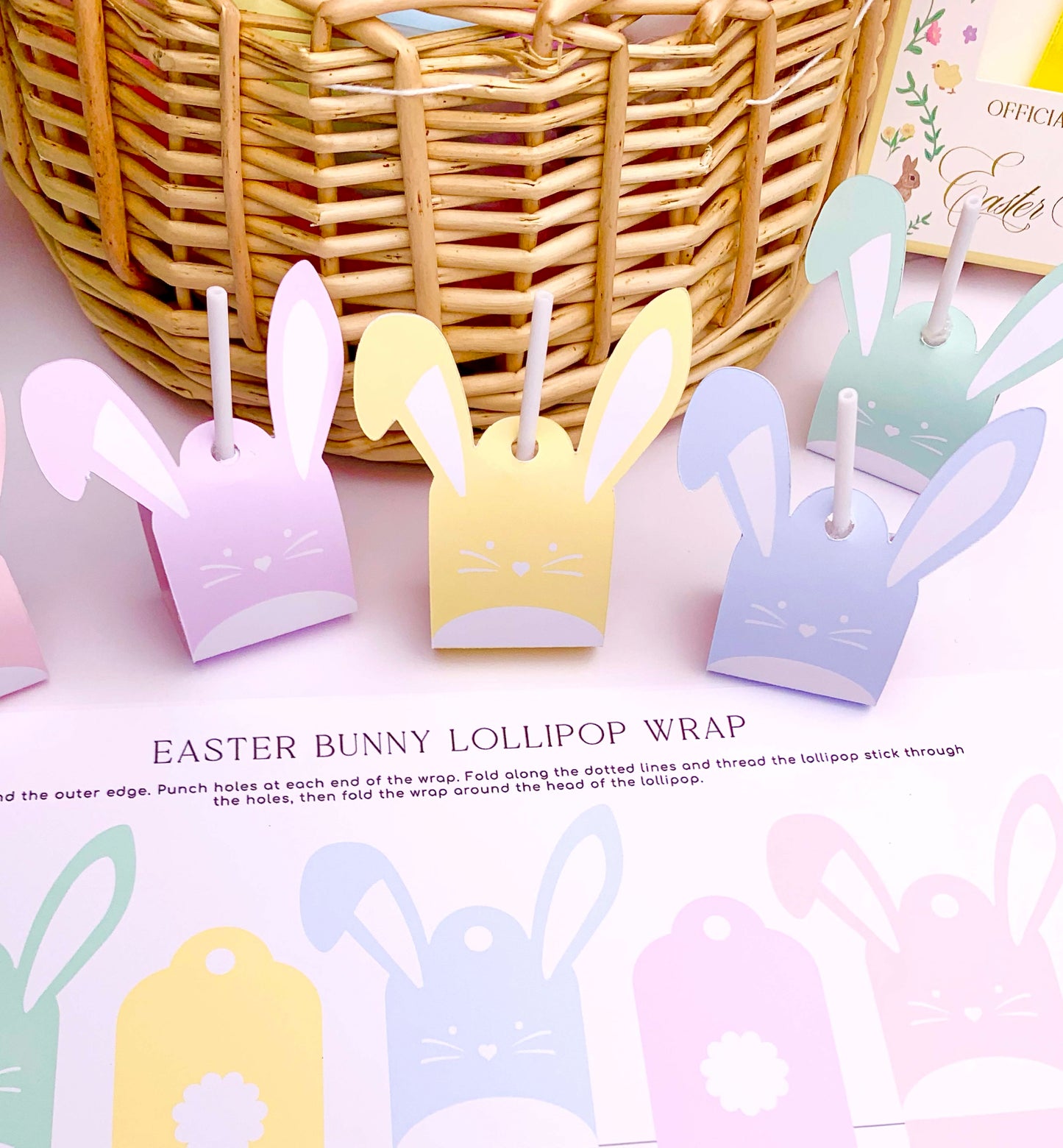 Printable Easter Bunny Lollipop Tags Template, Easter Bunny Lollipop Wrapper, Kids Easter Classroom Gifts, Easter Basket Stuffer Gift, Preschool Easter Gift