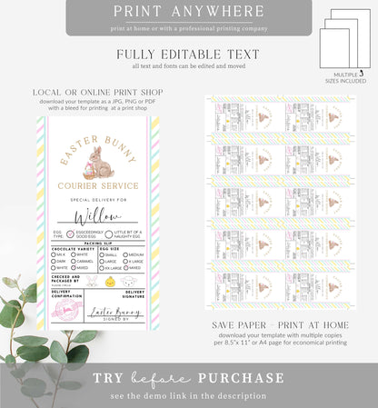 Easter Stripe | Printable Easter Packing Slip Gift Tag Template