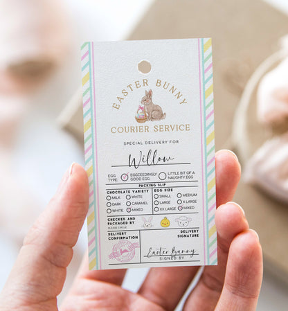 Printable Easter Bunny Egg Packing List Delivery Gift Tag, Easter Gift Tags, Easter Bunny Express Label, From The Easter Bunny Gift Tag