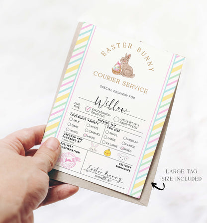 Printable Easter Bunny Egg Packing List Delivery Gift Tag, Easter Basket Gift Tags, Easter Bunny Express Label, From The Easter Bunny Gift Tag
