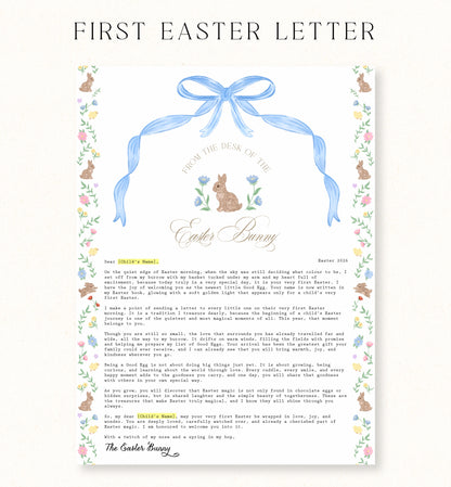 Personalised First Easter Letter From The Easter Bunny Blue