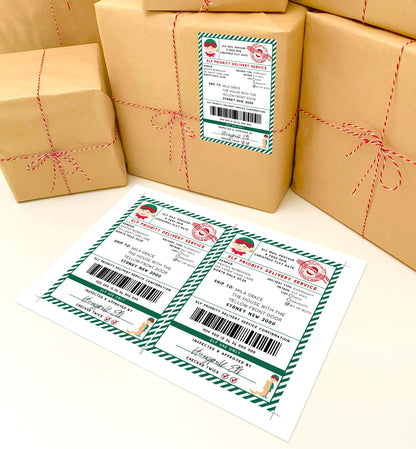 Printable Elf Mail Shipping Label Sticker, North Pole Mail Gift Tag, Santas Workshop Christmas Special Delivery Shipping Label, Gift Tag, Elf Delivery Stamp, Elf Arrival Label