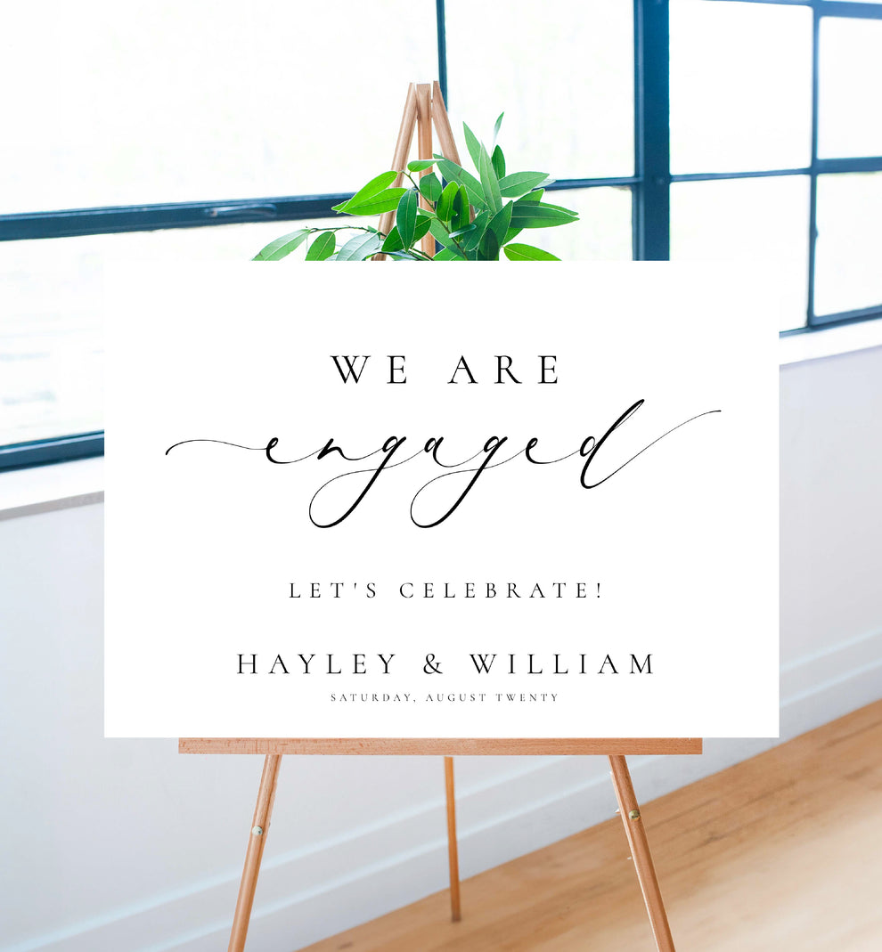 Ellesmere White | Printable Engagement Welcome Sign Template – Black ...